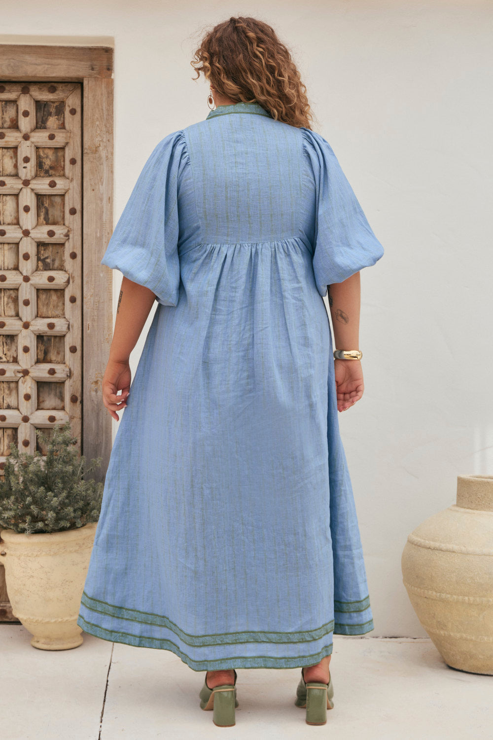 Cairo Billow Sleeve Dress in Seabourne