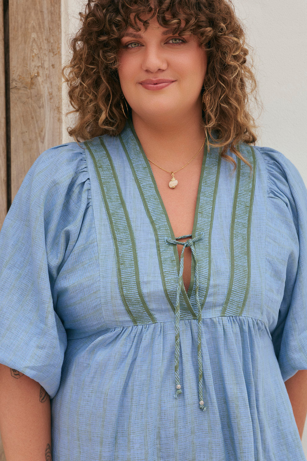 Cairo Billow Sleeve Dress in Seabourne