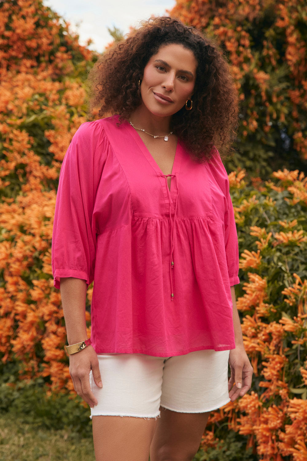 Cairo Boho Blouse in Raspberry