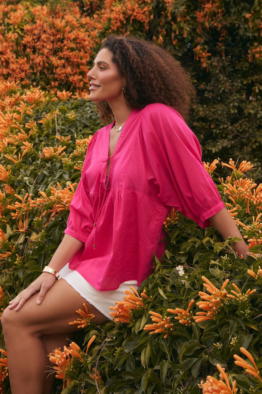 Cairo Boho Blouse in Raspberry