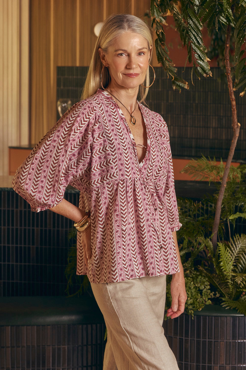 Cairo Boho Blouse in Saffron