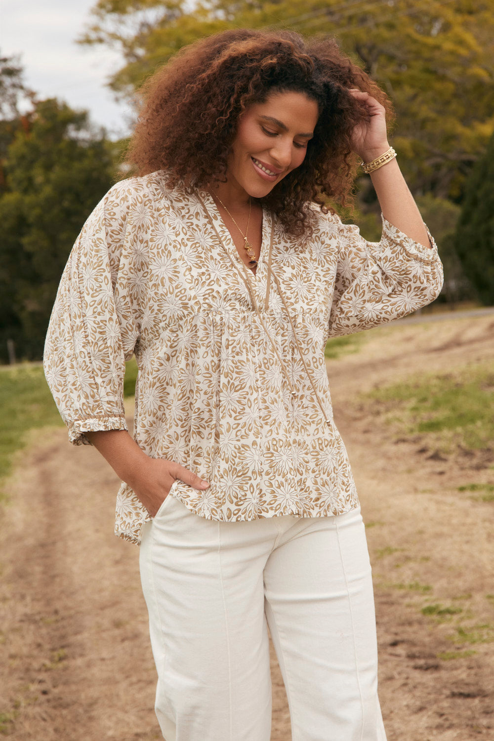 Cairo Boho Blouse in Savanna