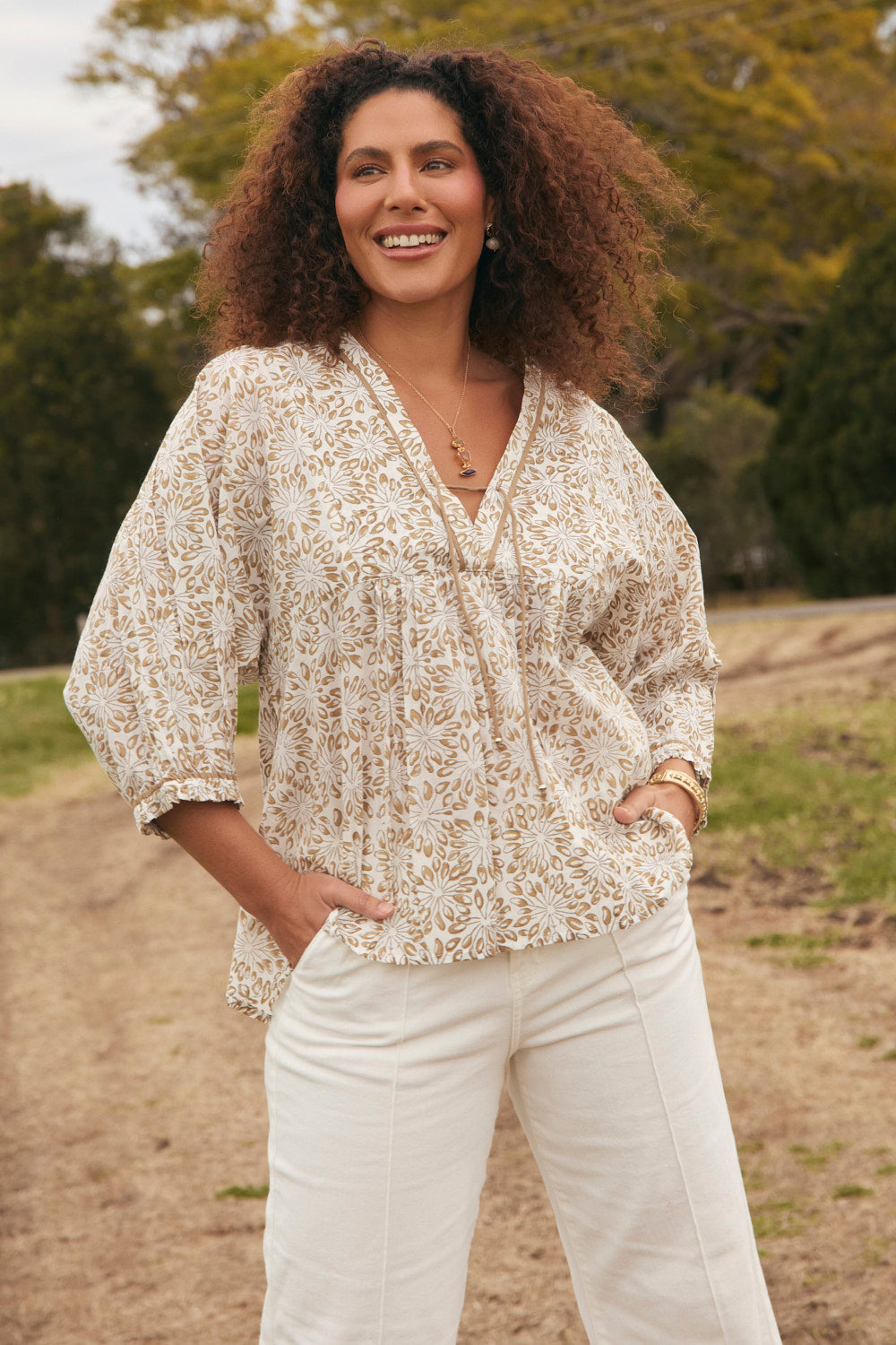 Cairo Boho Blouse in Savanna