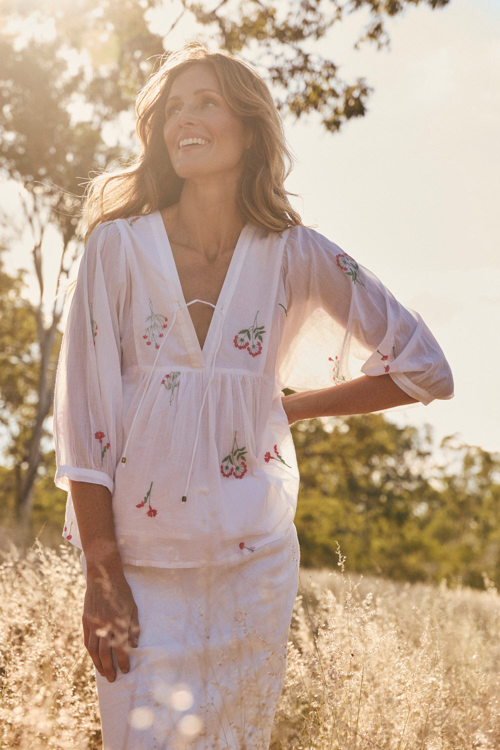 Cairo Boho Blouse in Sunlit Grove