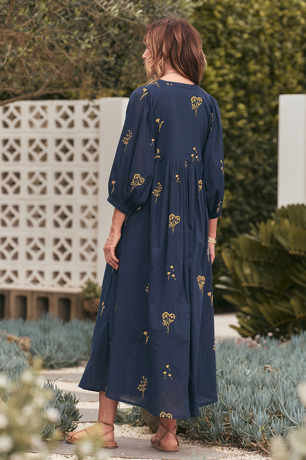 Cairo Boho Dress in Navy Botanica