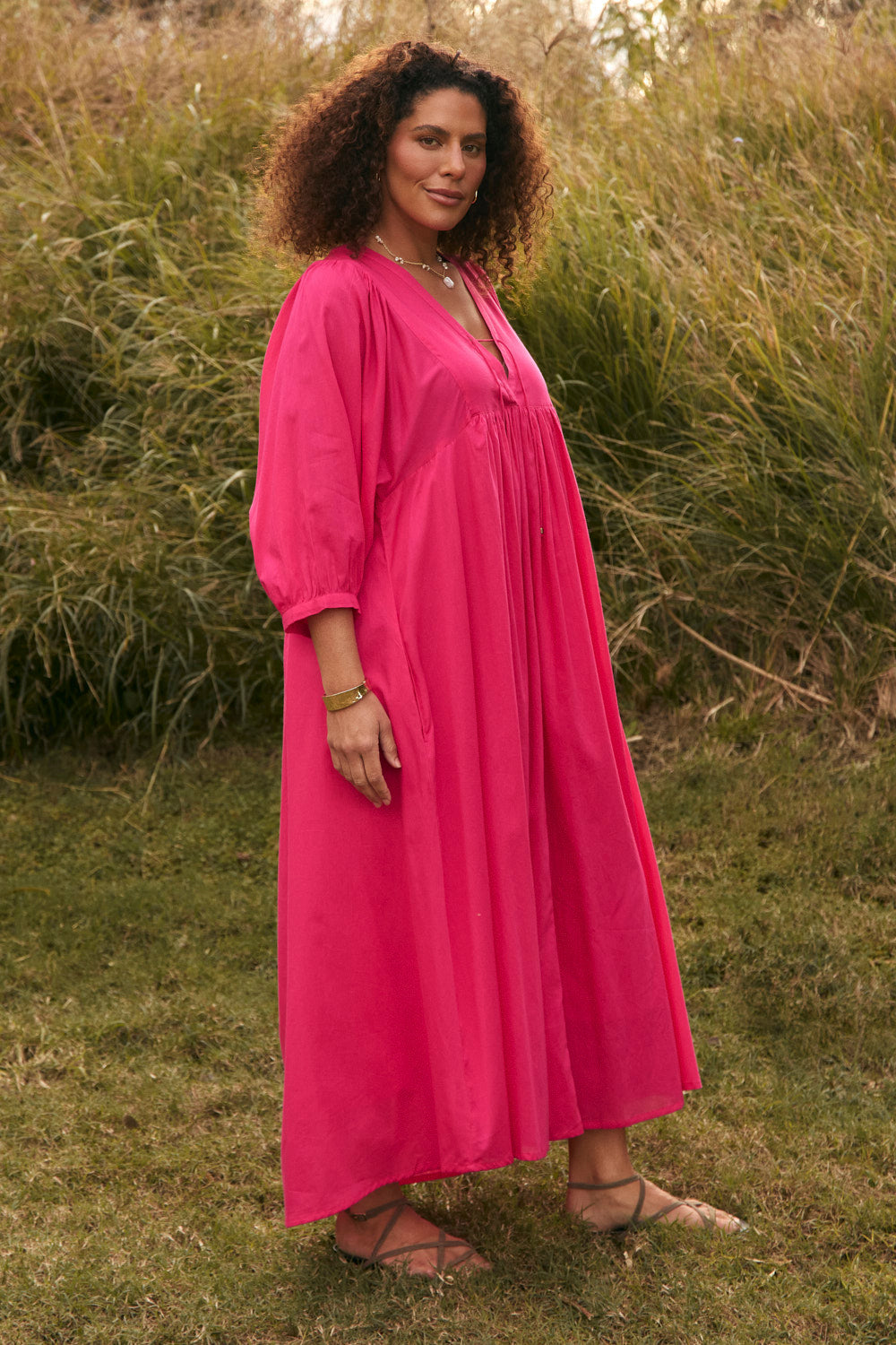 Cairo Boho Dress in Raspberry