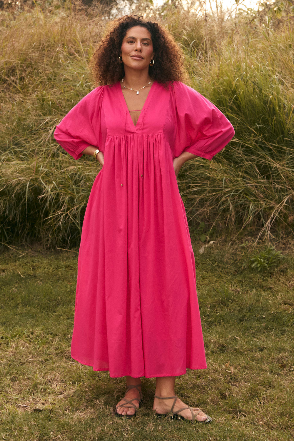 Cairo Boho Dress in Raspberry