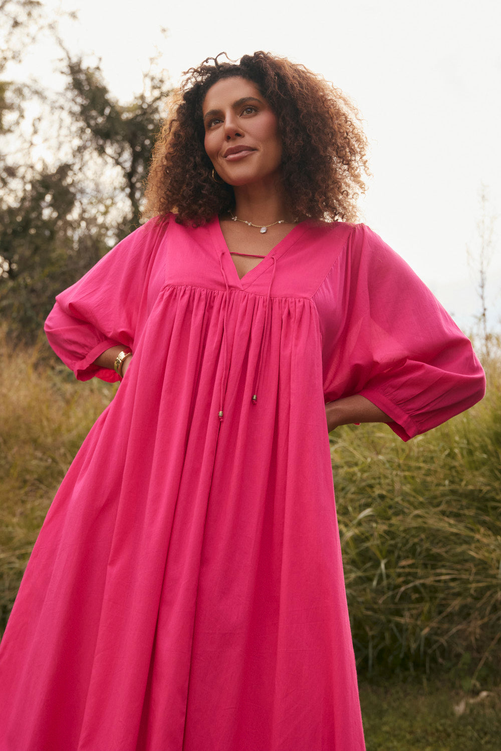 Cairo Boho Dress in Raspberry