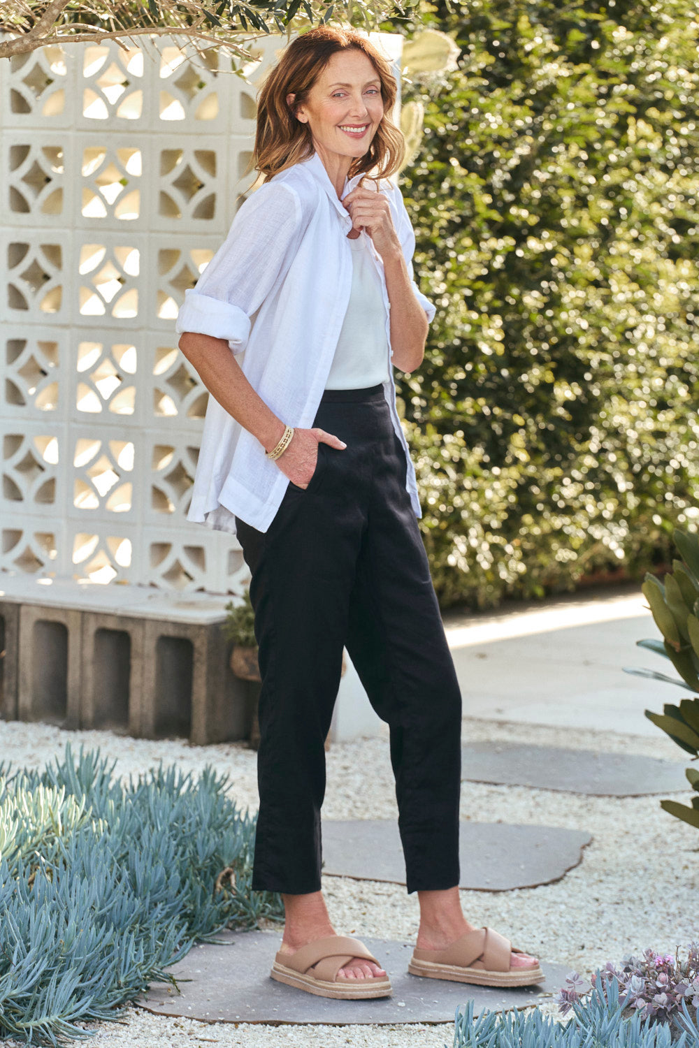 Caprice Linen Pant in Black