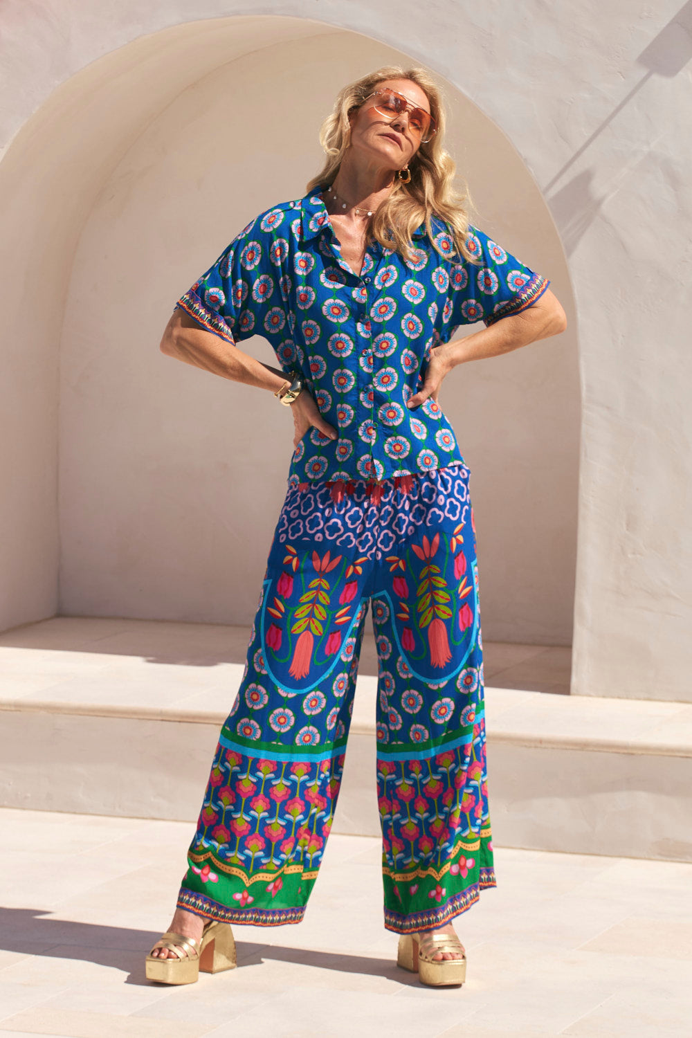 Evie Shirred Waist Pant in Paradiso, Pant - Adrift Clothing