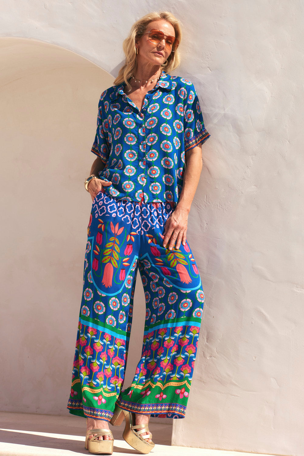 Evie Shirred Waist Pant in Paradiso