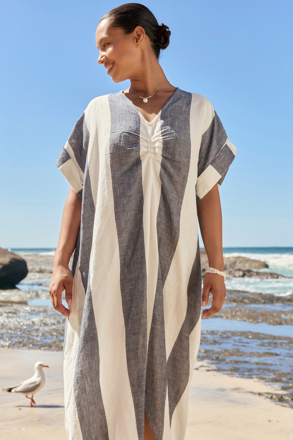 Celeste Linen Dress in Tidal