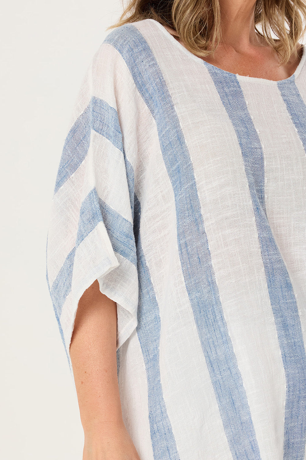 Cherry Oversized Top in Blue Stripe