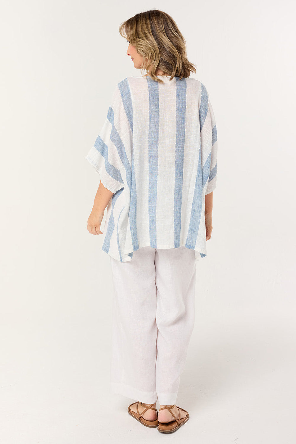 Cherry Oversized Top in Blue Stripe