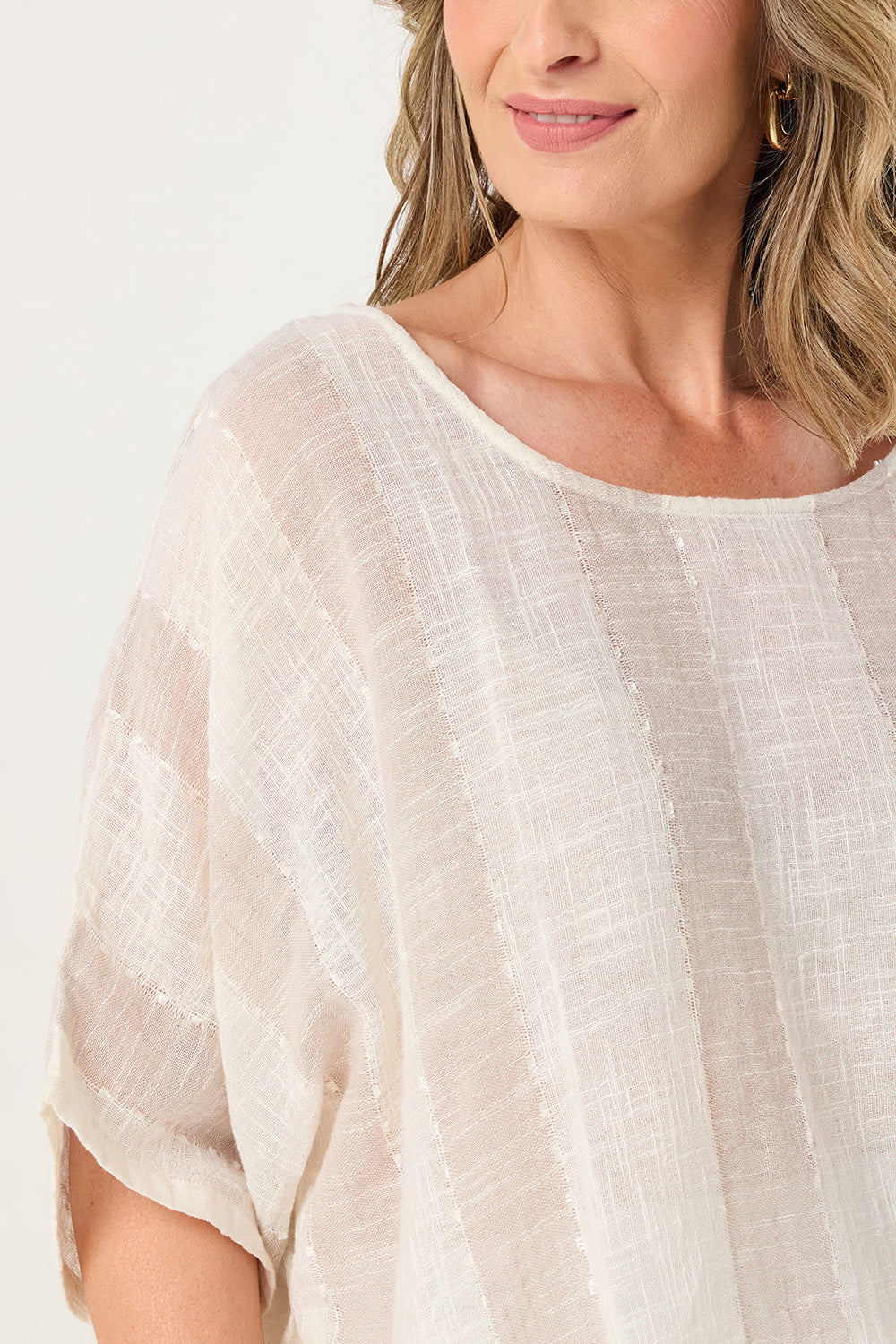 Cherry Oversized Top in Natural Stripe