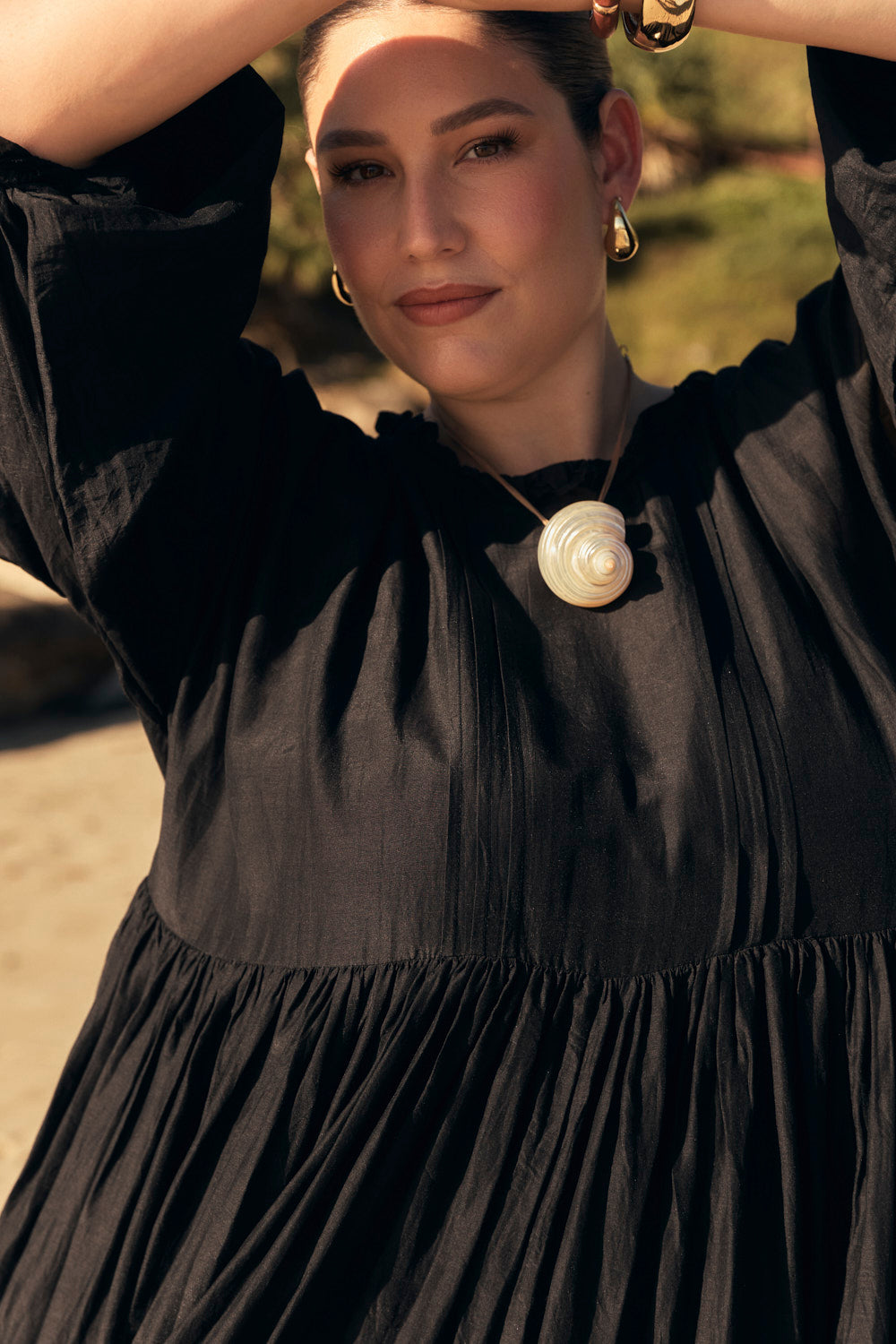 Coco Cotton Silk Dress in Onyx