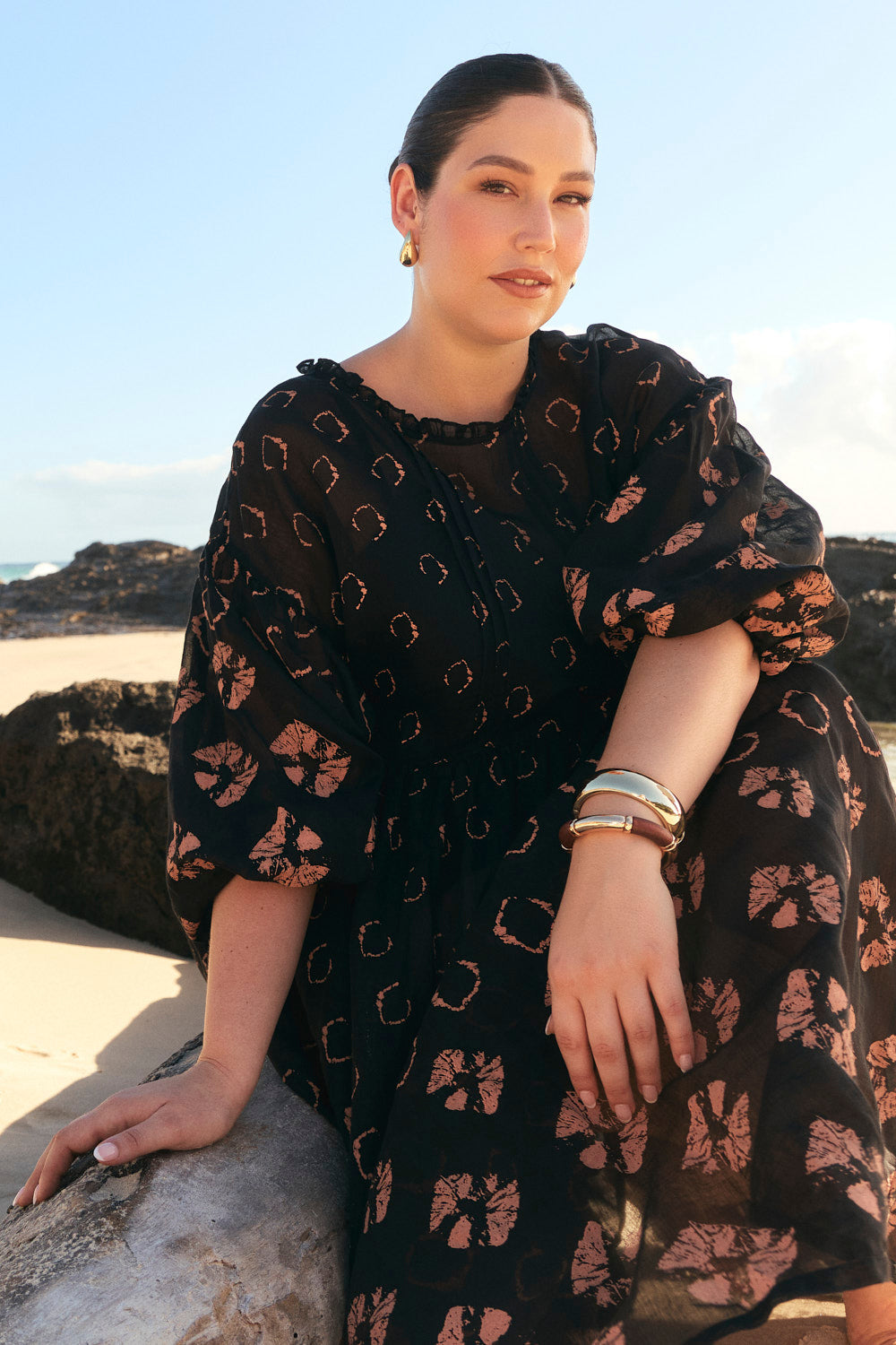 Coco Cotton Silk Dress in Stormflower