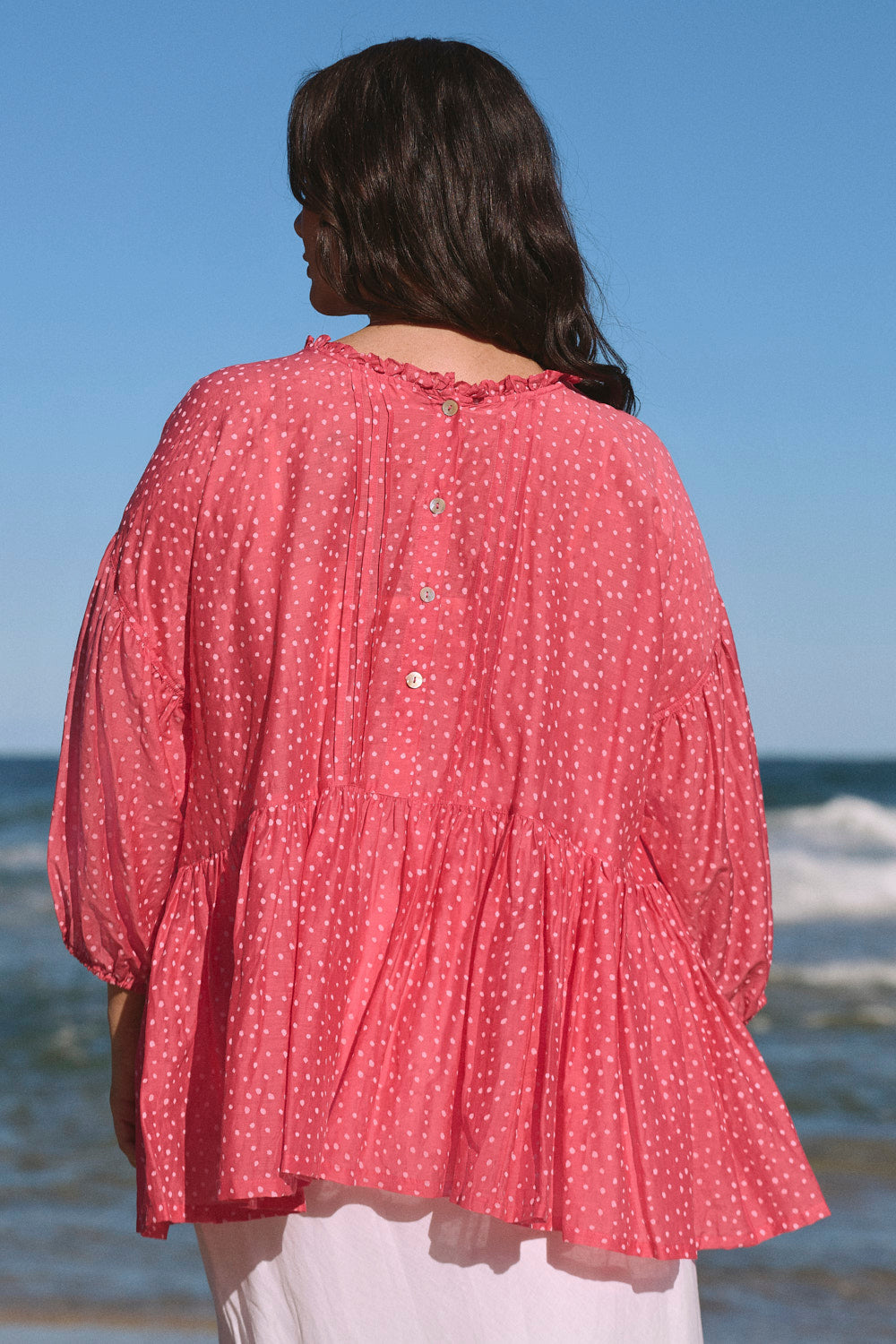 Coco Reversible Cotton Silk Blouse in Dottie