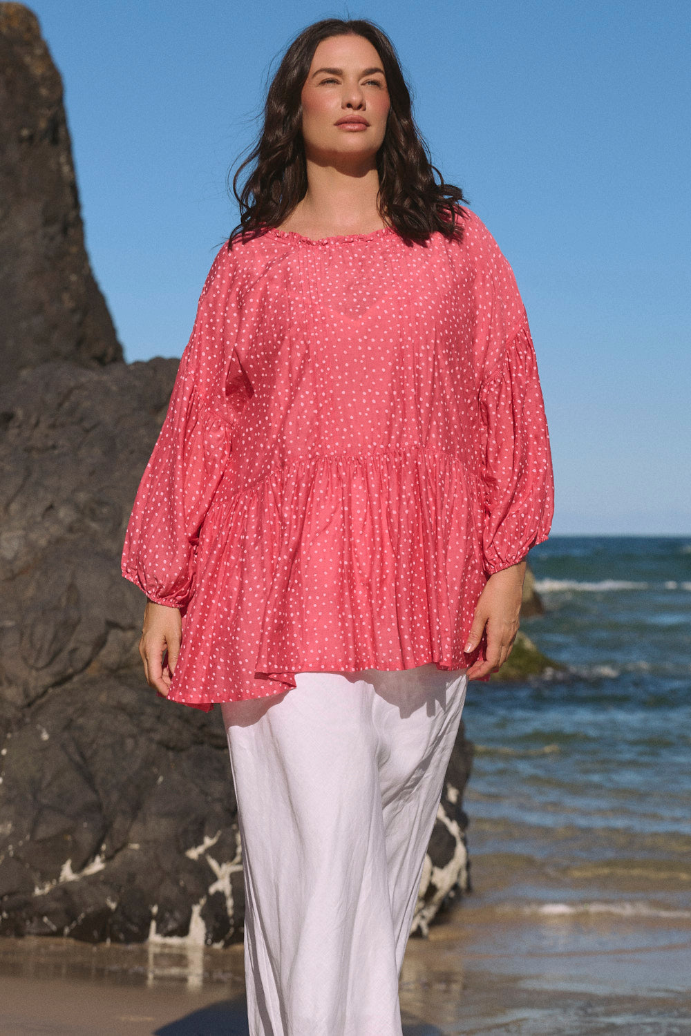 Coco Reversible Cotton Silk Blouse in Dottie