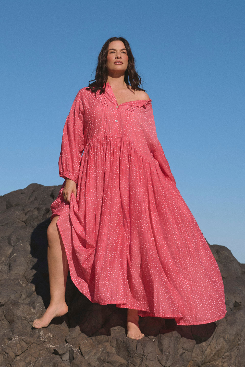 Coco Reversible Cotton Silk Dress in Dottie