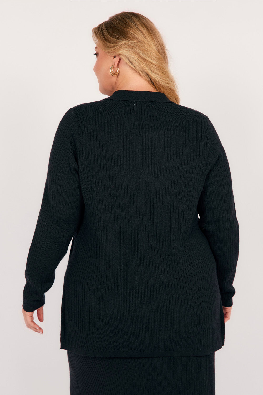 Collared Knitted Top in Black