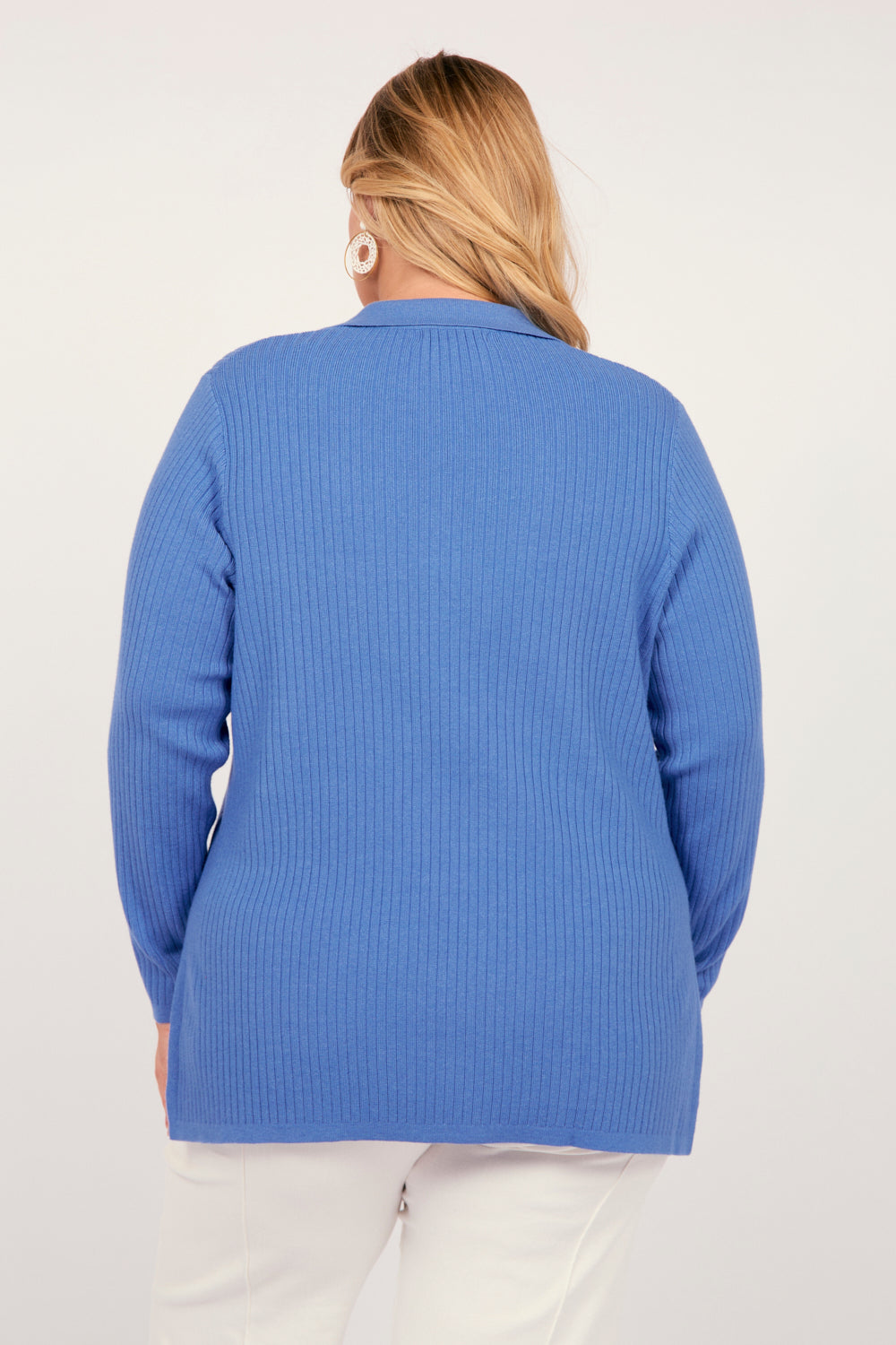 Collared Knitted Top in Blue