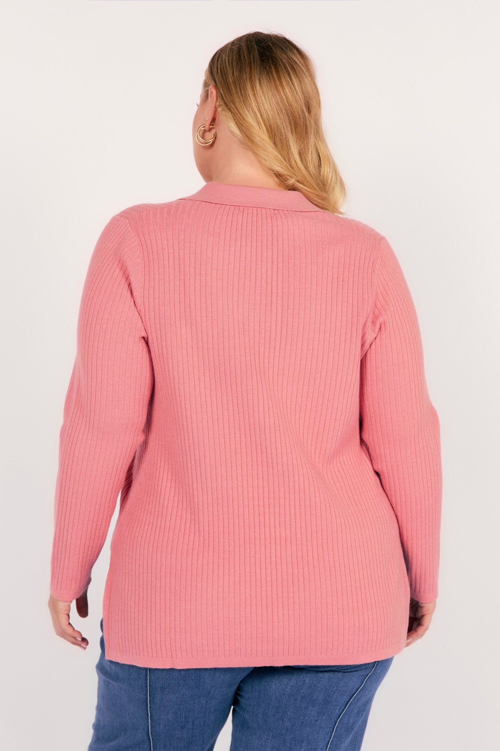 Collared Knitted Top in Blush