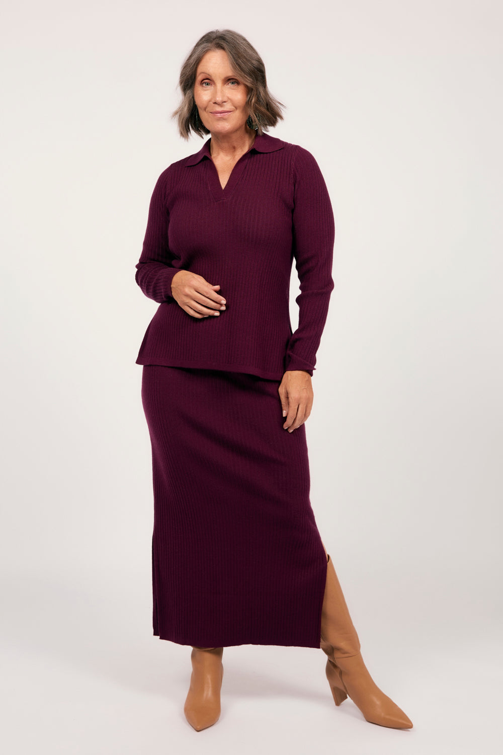 Knitted Skirt in Plum