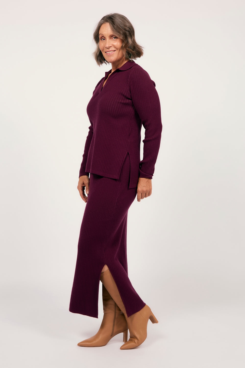 Knitted Skirt in Plum