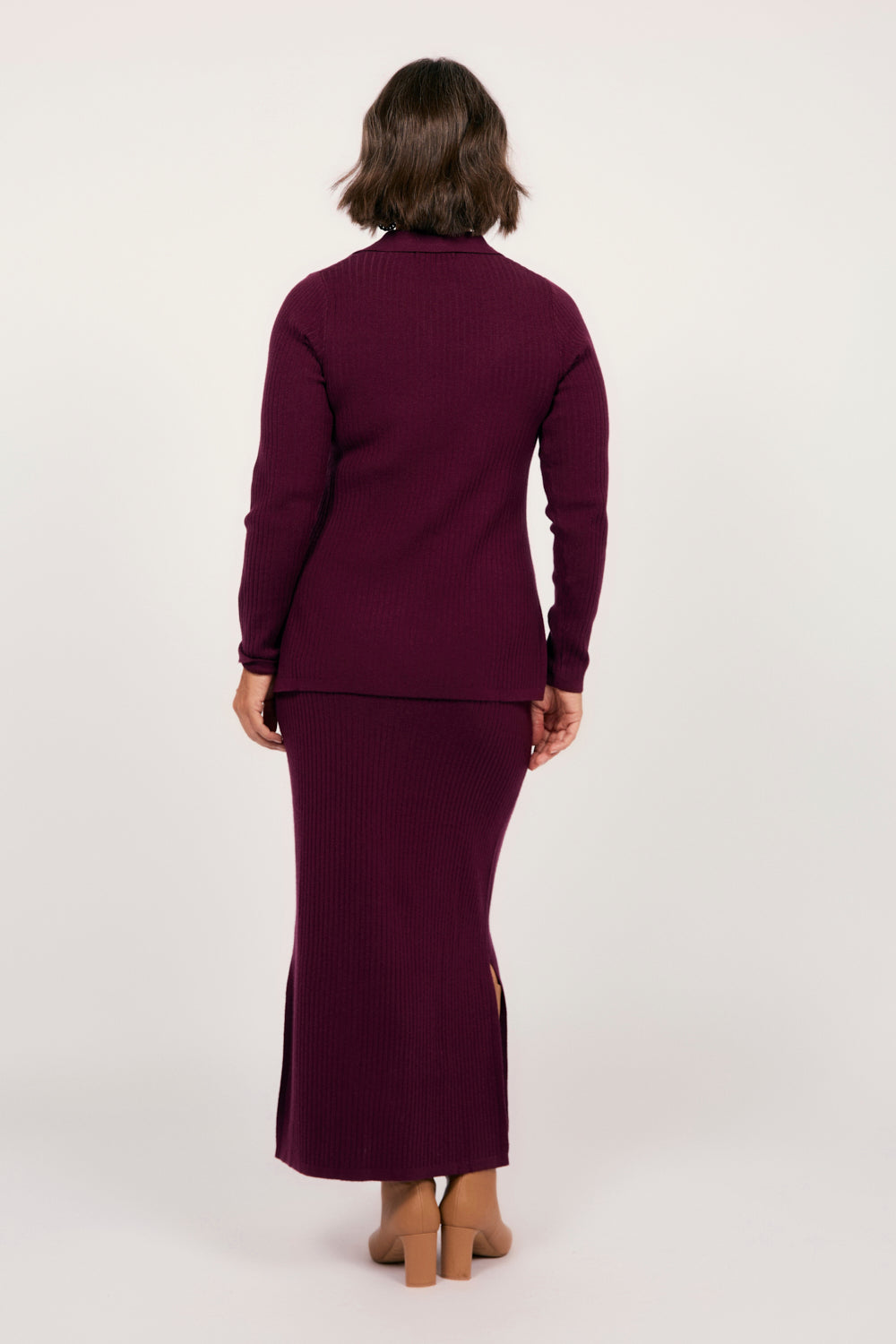 Knitted Skirt in Plum