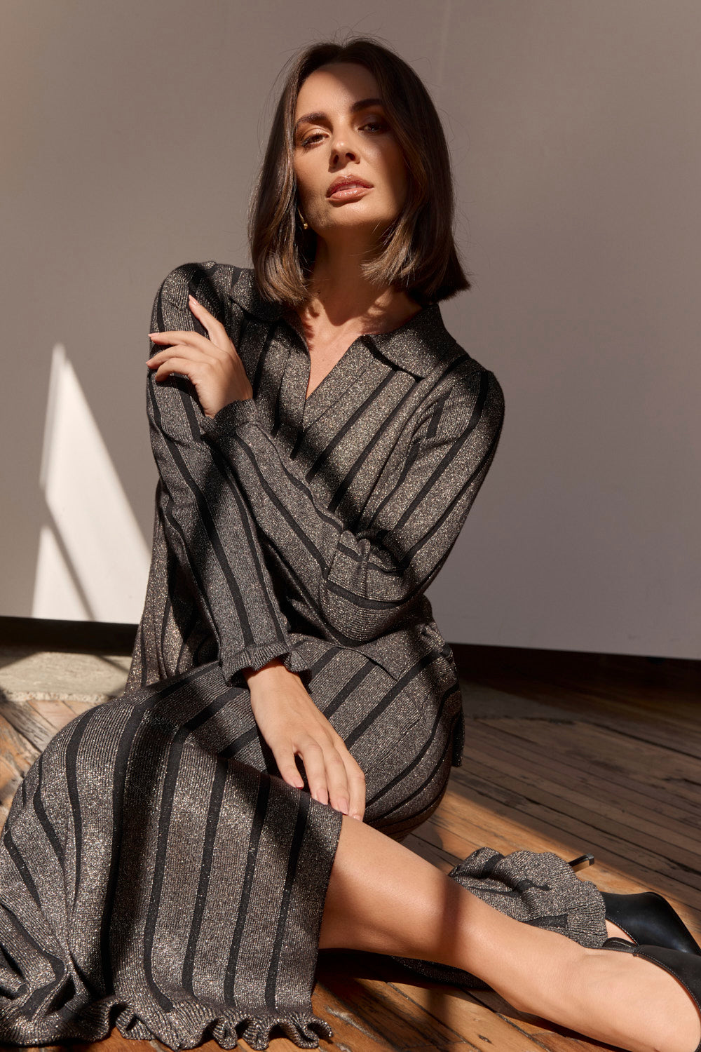 Collared Knitted Top in Superstar