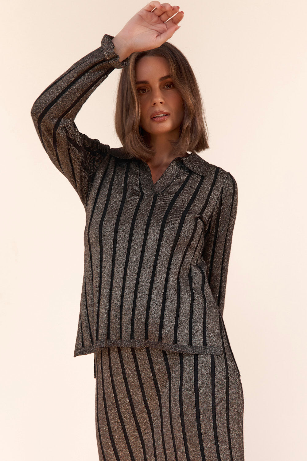 Collared Knitted Top in Superstar