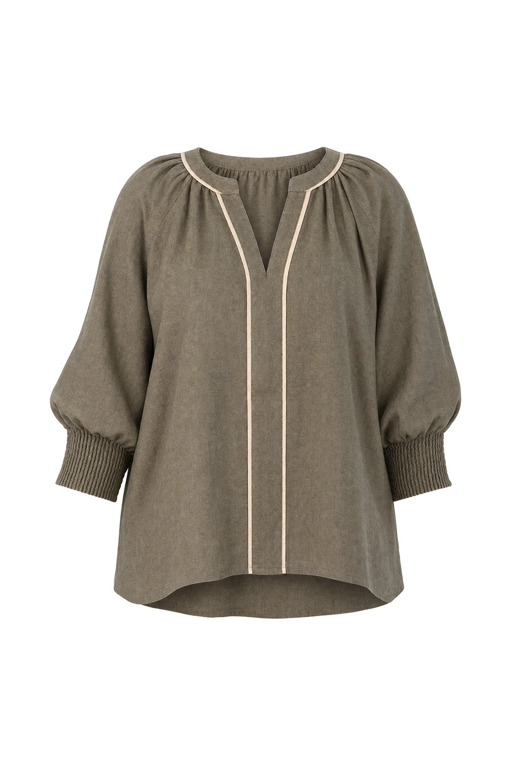 Danny Linen Blouse in Dusty Sage