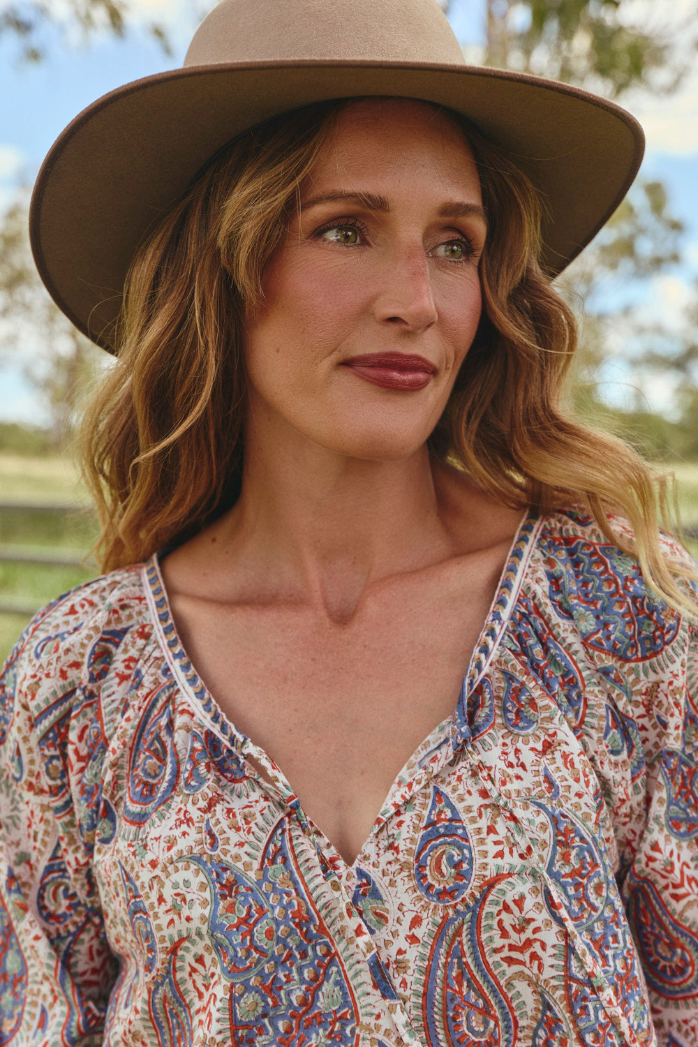 Delilah Swing Blouse in Kalamkari, Blouse - Adrift Clothing