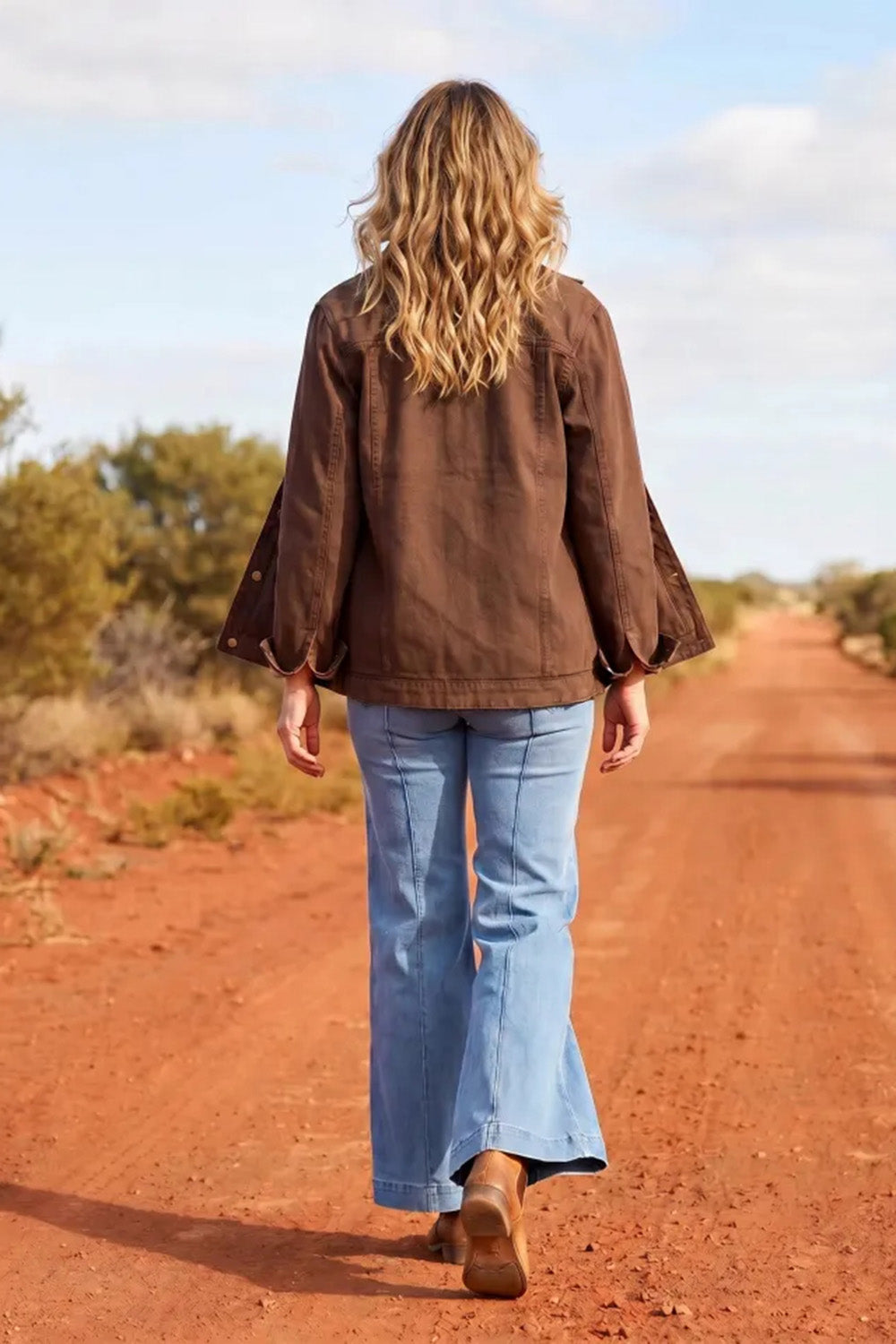 Denim Shacket in Chocolate