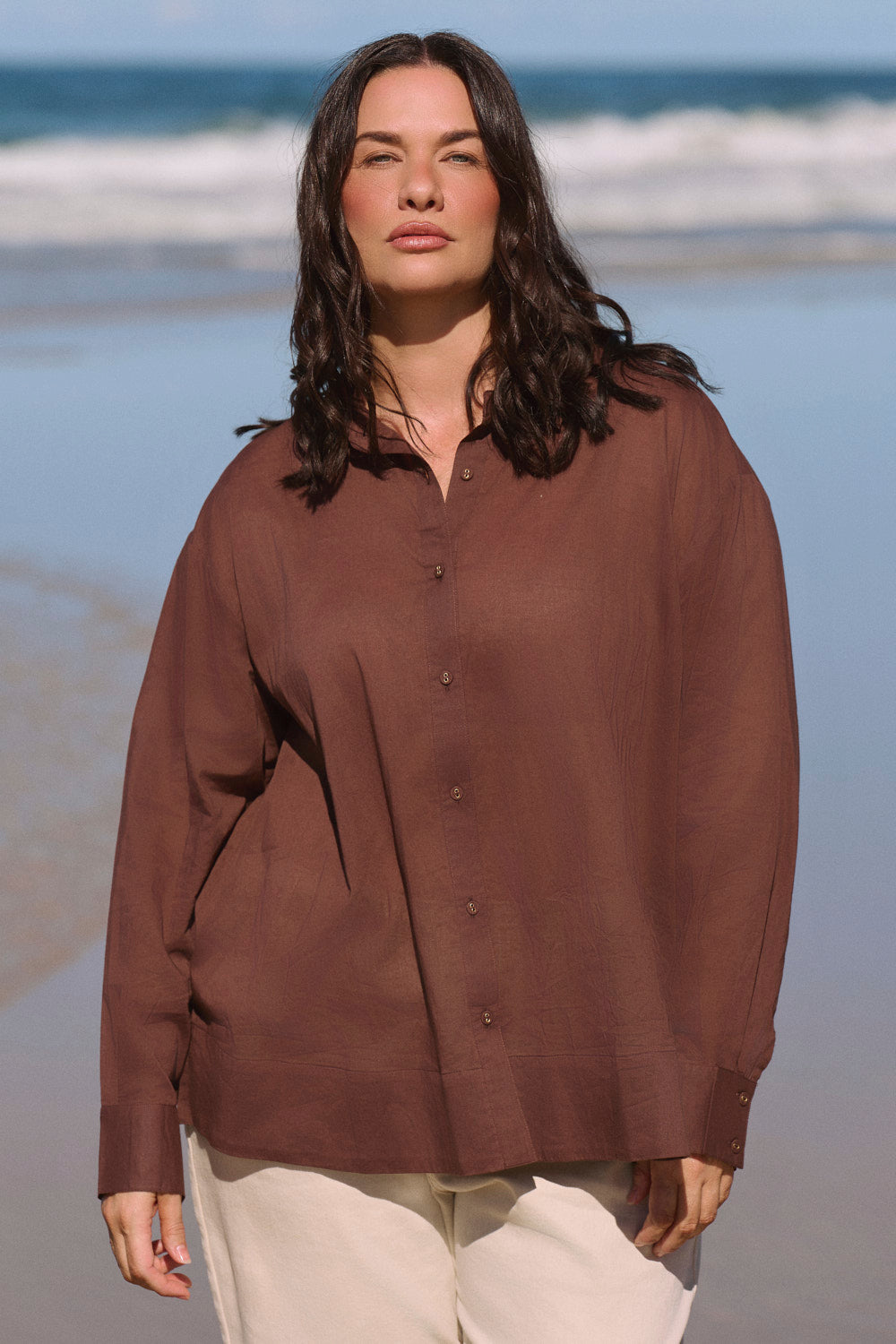 Raya Boxy Shirt in Chocolate