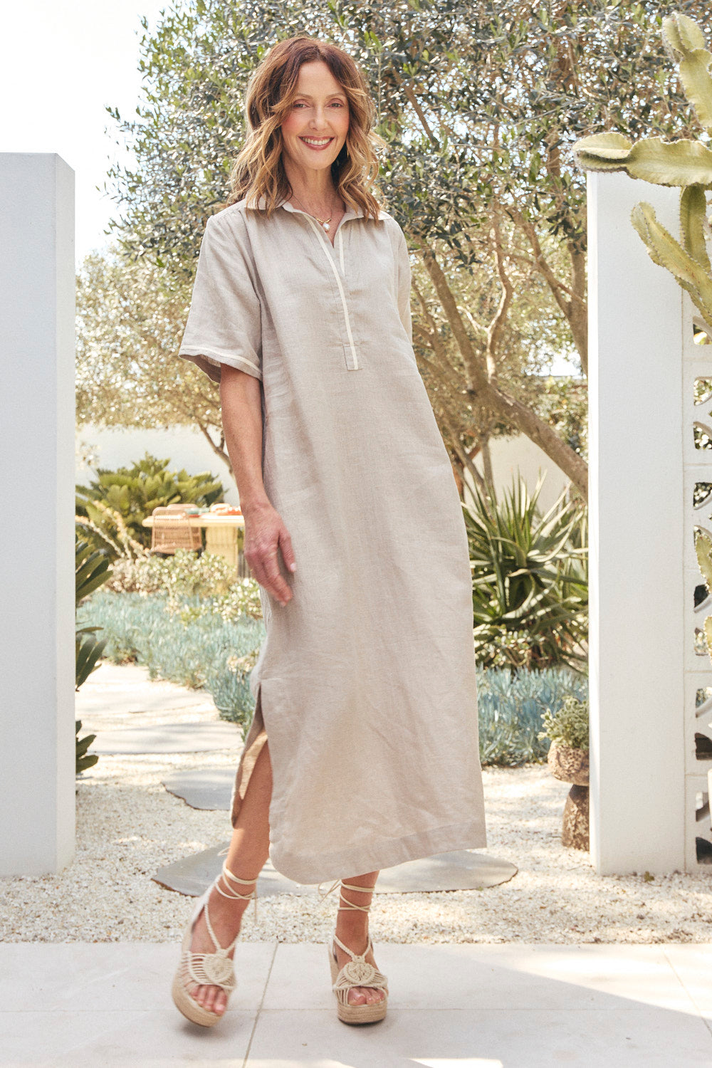Ella Linen Dress in Natural
