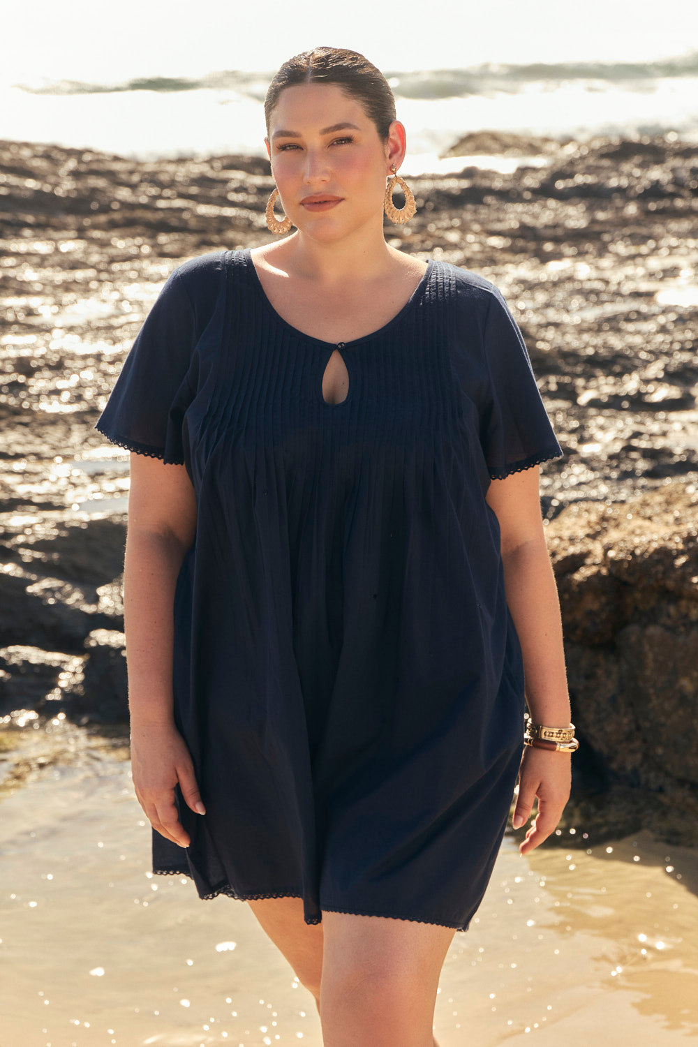 Elsa Pintuck Dress in Tidepool