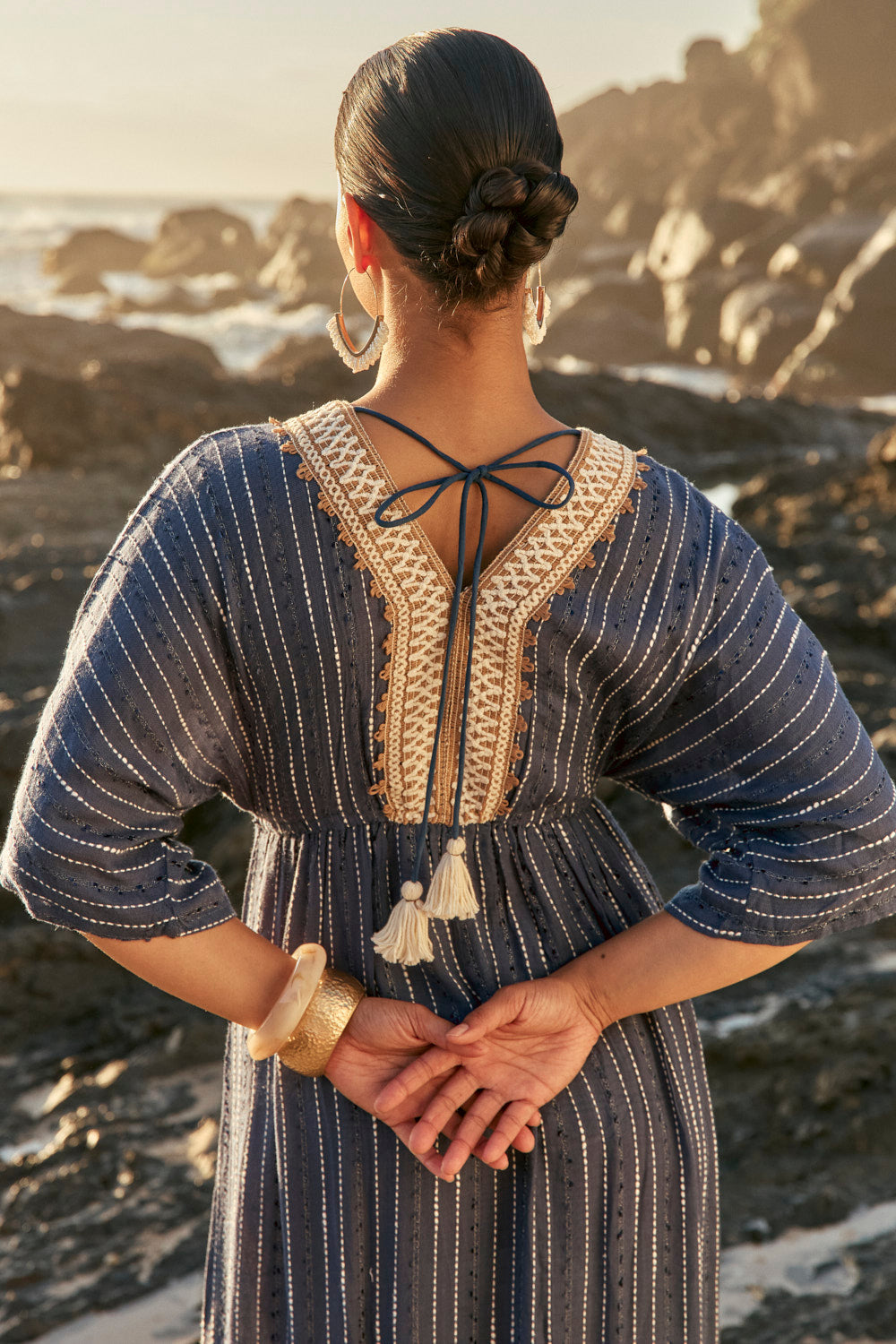 Emily V-Neck Dress in Cerulea