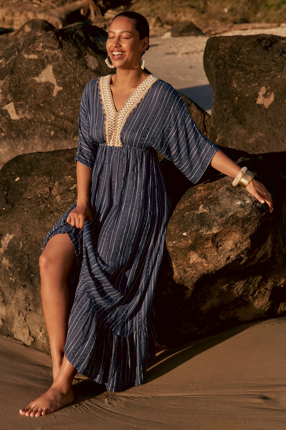 Emily V-Neck Dress in Cerulea