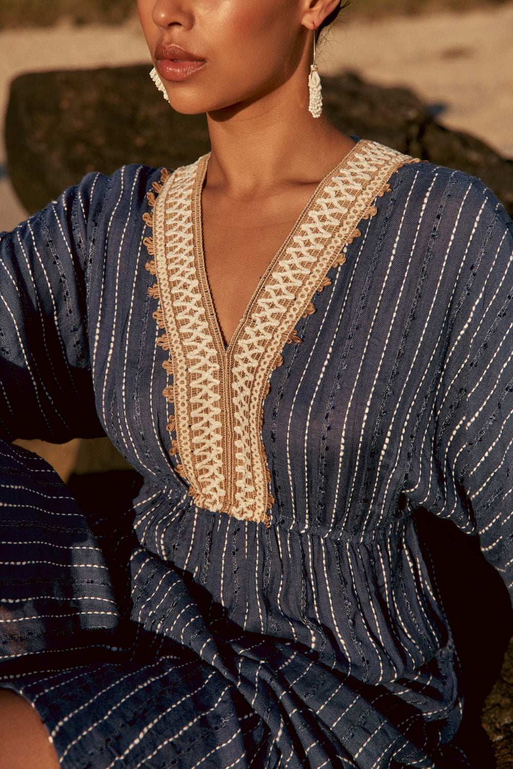 Emily V-Neck Dress in Cerulea