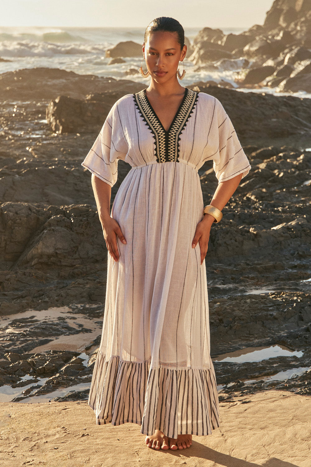 Emily V-Neck Dress in Mariner