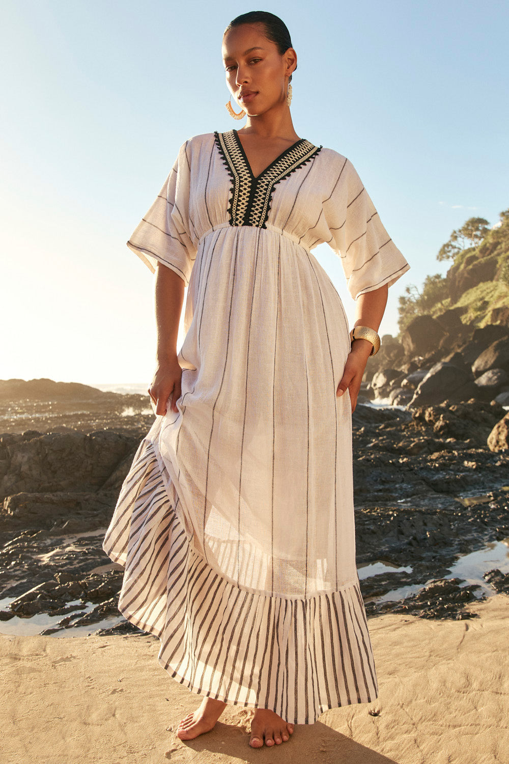 Emily V-Neck Dress in Mariner