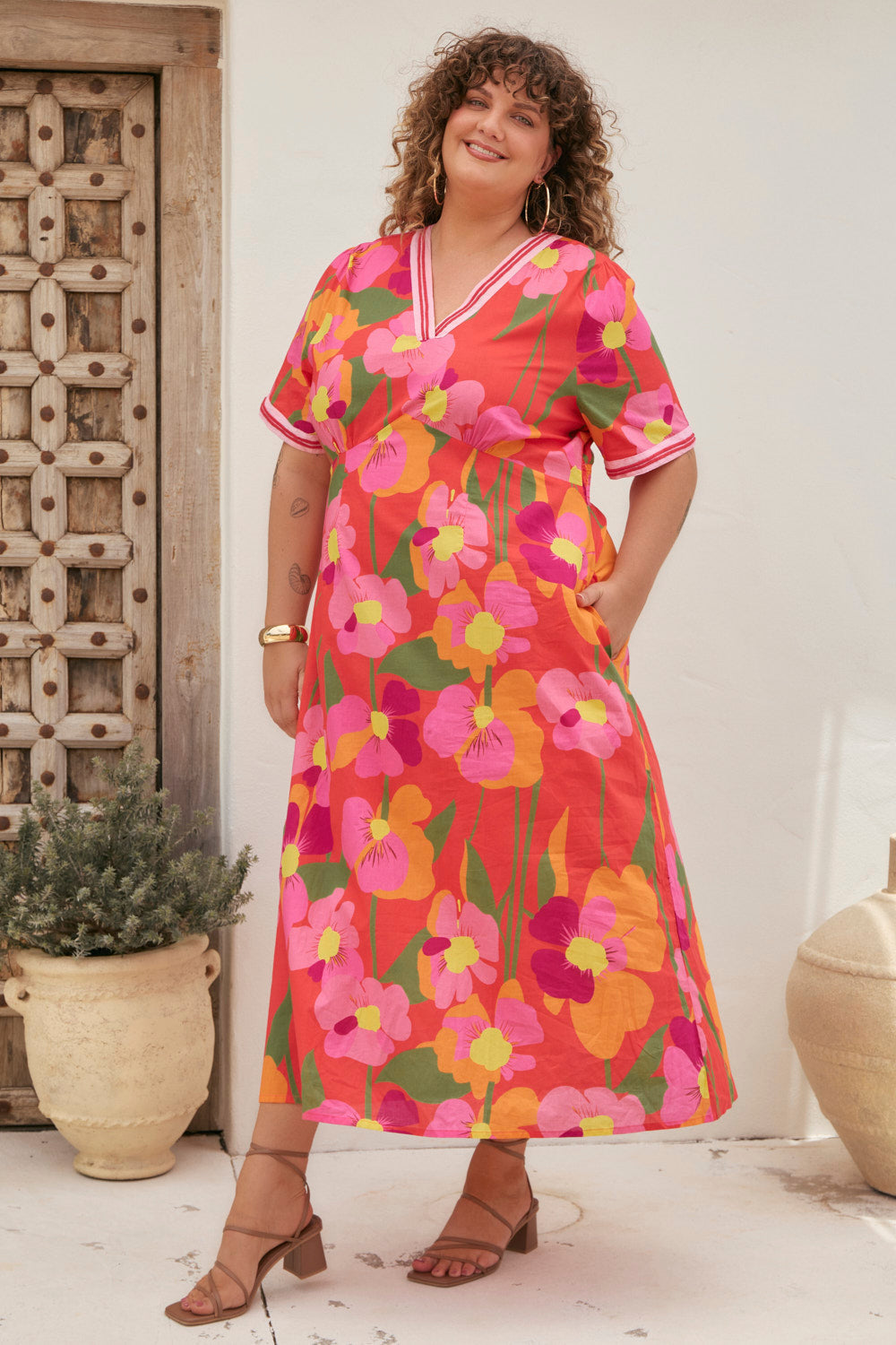 Farrah Billow Sleeve Dress in Flamenco