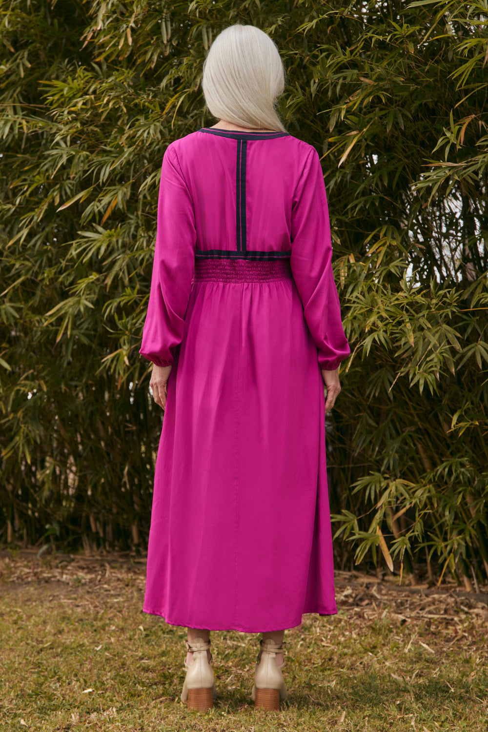 Farrah Embroidered Dress in Berry