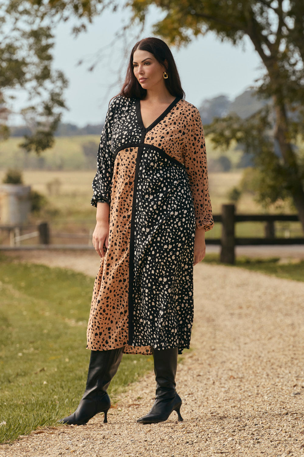 Farrah Midi Dress in Bold Harmony