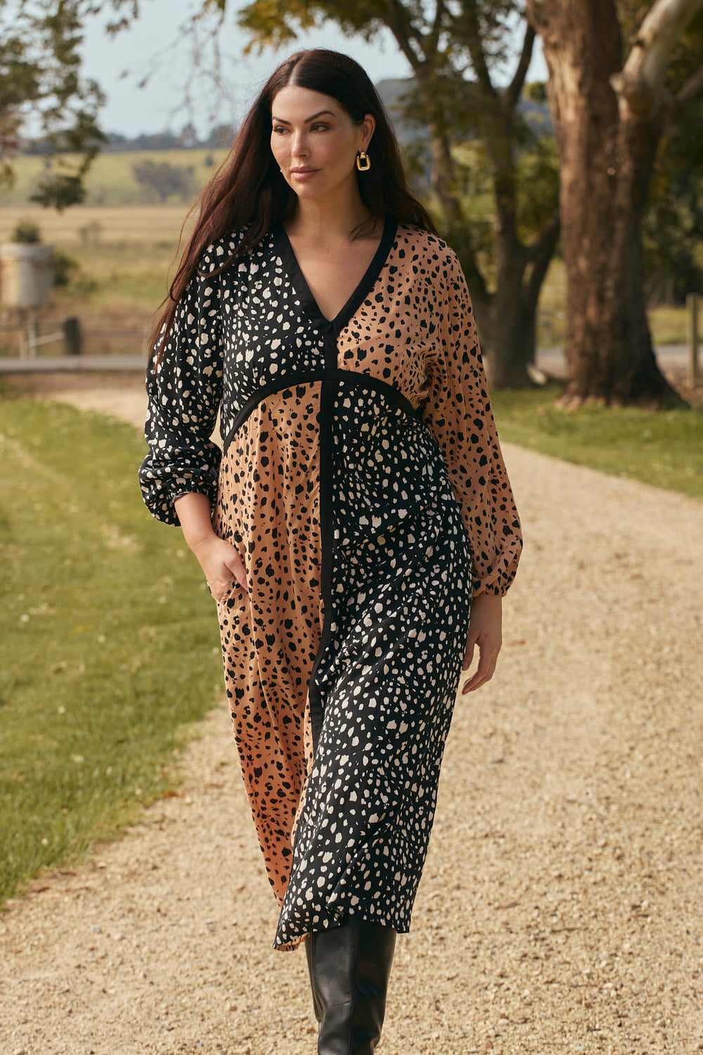 Farrah Midi Dress in Bold Harmony