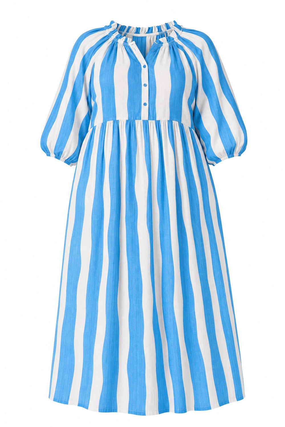 Freya Cotton Silk Reversible Billow Dress in Yacht Club
