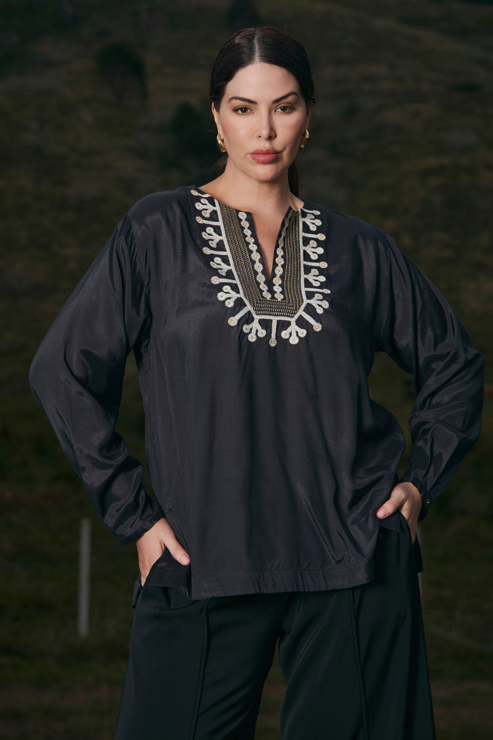 Georgina Embroidered Top in Bengal