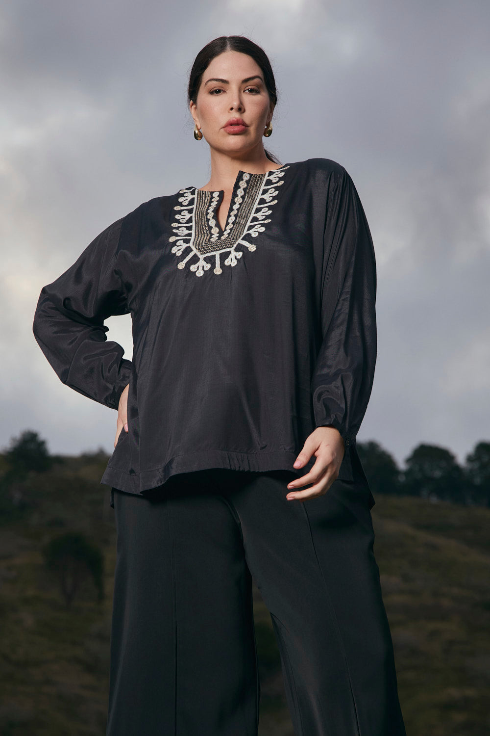 Georgina Embroidered Top in Bengal